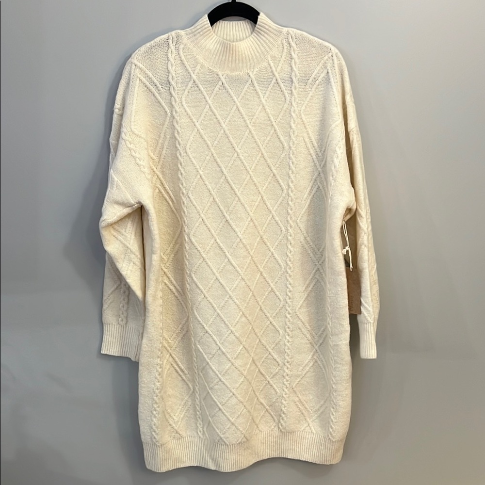 Ivory Cable Knit Sweater Dress